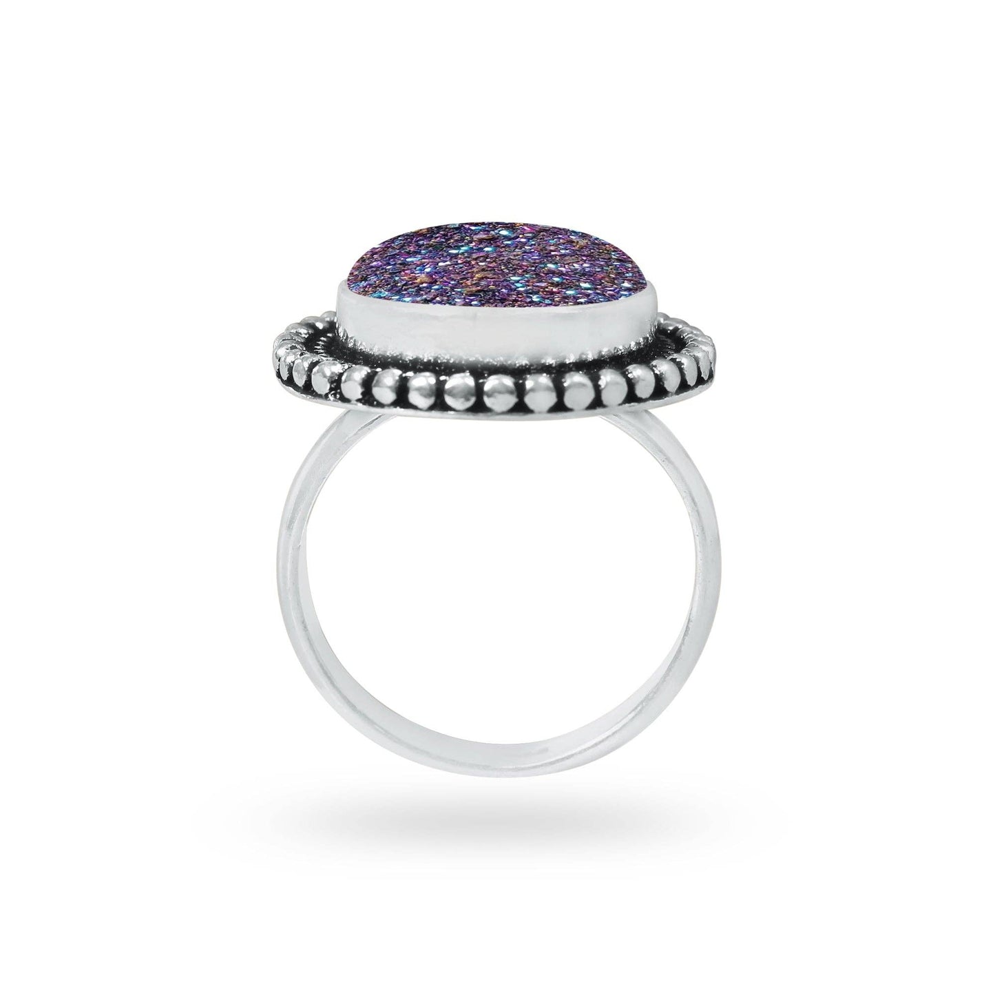 Titanium Druzy Rings – Handmade & Silver-Plated ☆ Sizes 6-10