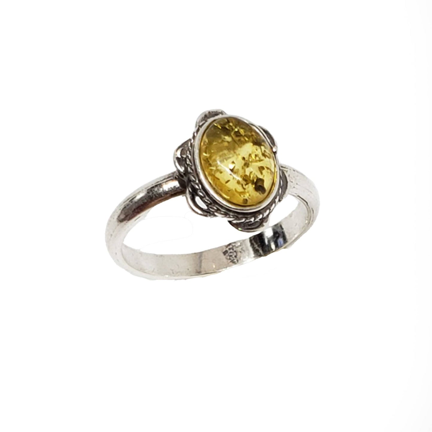 Citrine Amber Sterling Silver Flower Ring