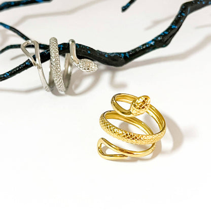 Hollow Snake Adjustable Open Ring