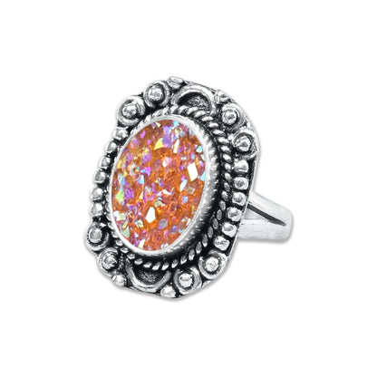 Titanium Druzy Rings – Handmade & Silver-Plated ☆ Sizes 6-10