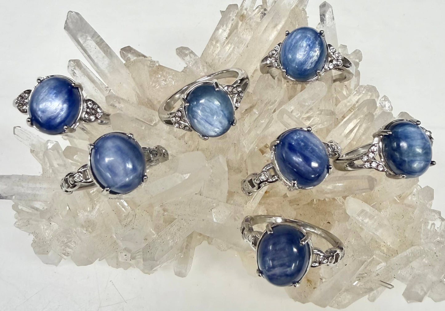 Natural Blue Kyanite Stainless Steel Rings