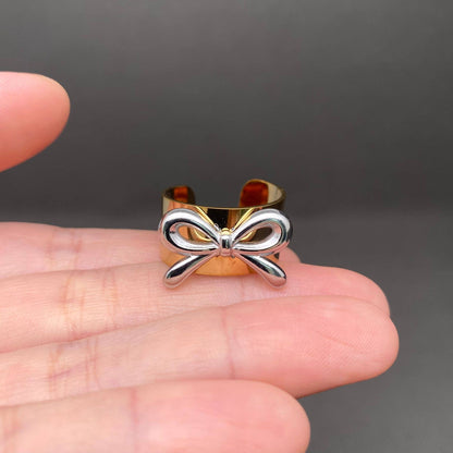 Two-Tone Bow ☆ 18K Gold Plated Stainless Steel Ring