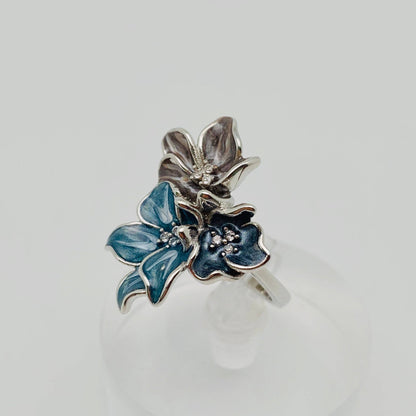Inlaid Enamel Flower Ring