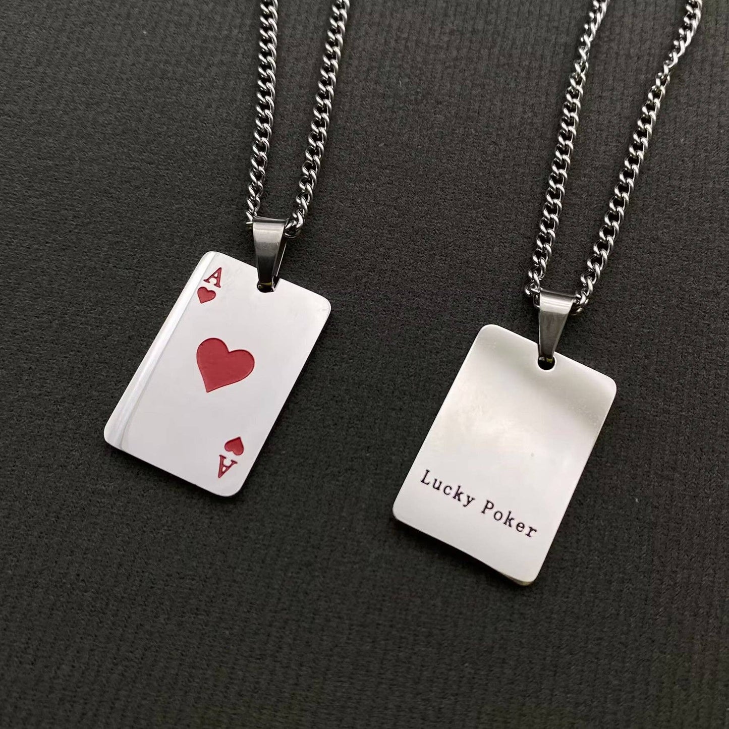 Poker Aces ♤ Stainless Steel Pendant Necklace