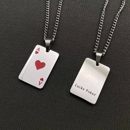 Poker Aces ♤ Stainless Steel Pendant Necklace