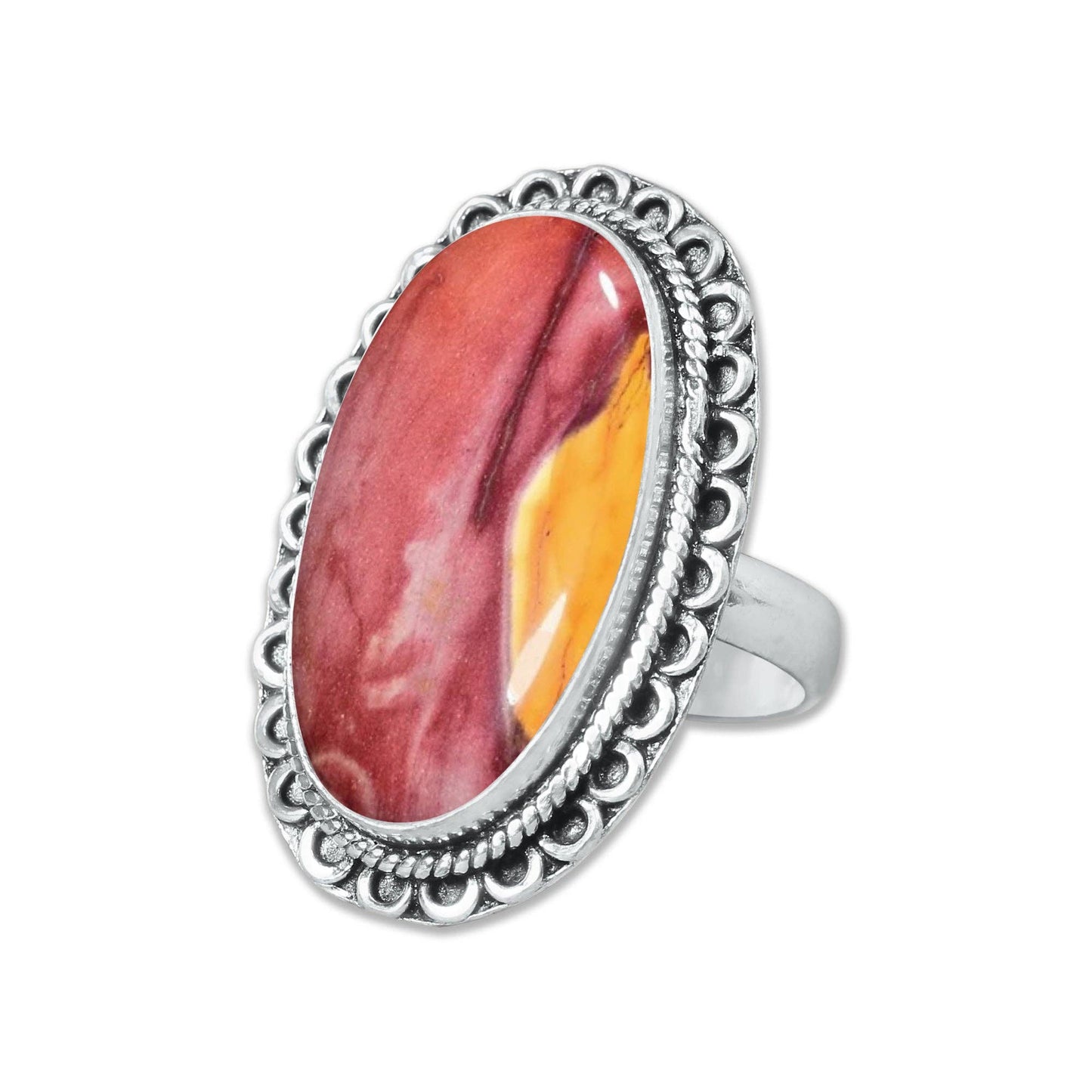 Mookaite Jasper Rings – Handmade, Silver-Plated ☆ Bold Earth Tones
