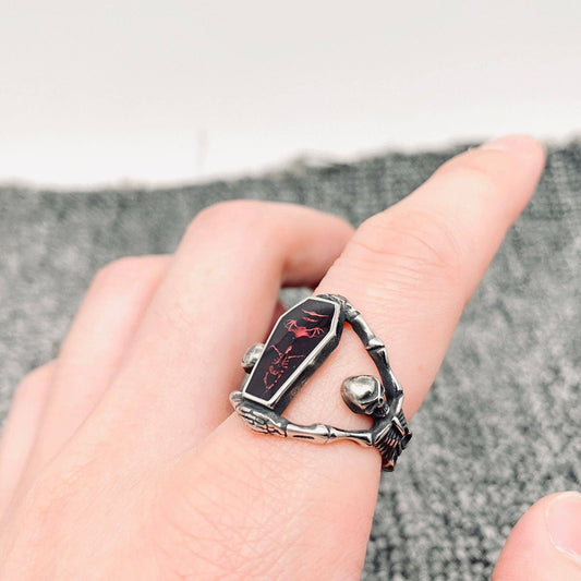 Vampire Coffin Stainless Steel Ring