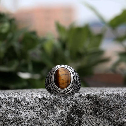 Filigree Carved Tiger Eye Ring