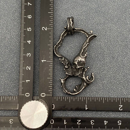 Irregular Double Skull Stainless Steel Craft Charm on Chain