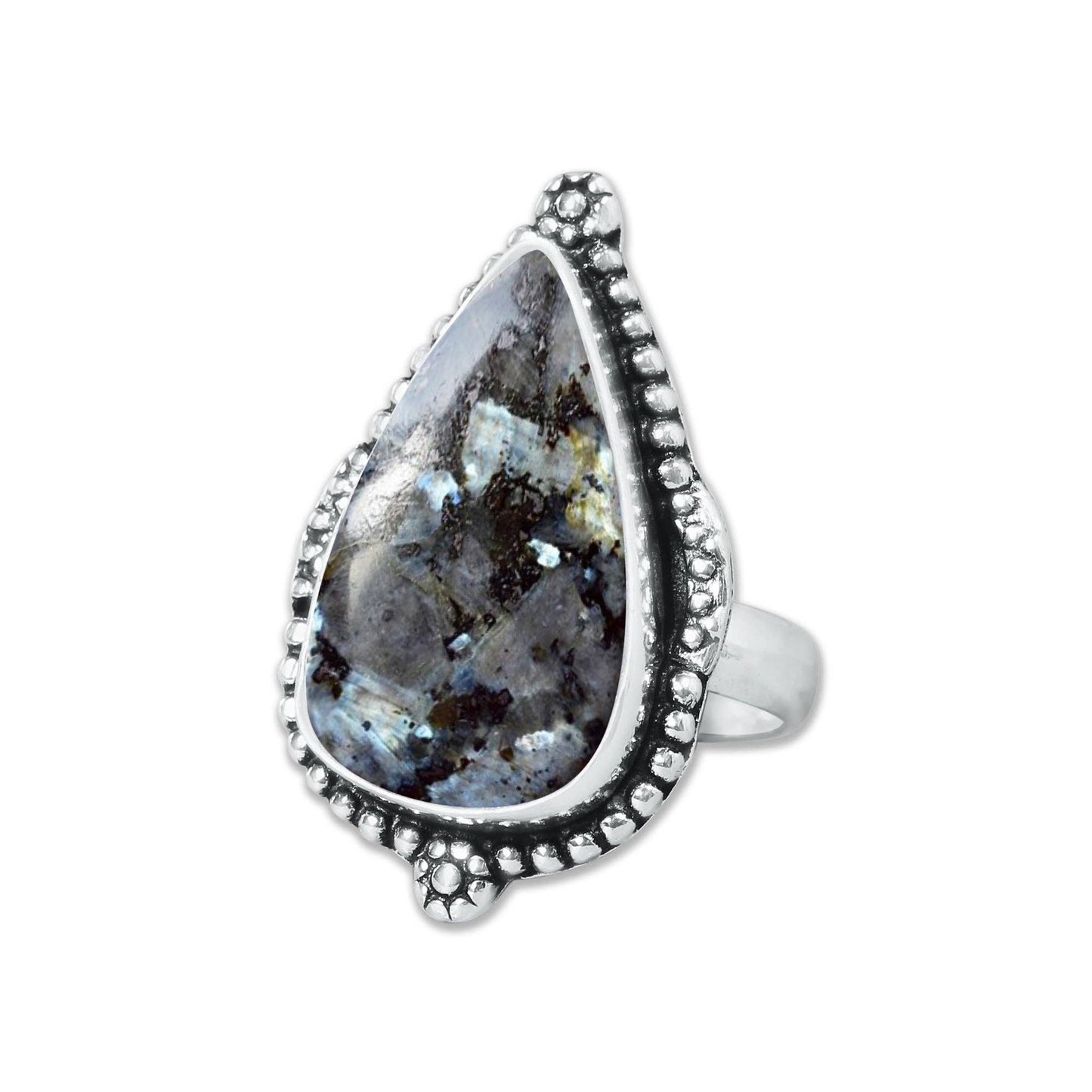Larvikite Rings ☆ Norwegian Moonstone ☆ Handmade, Silver-Plated
