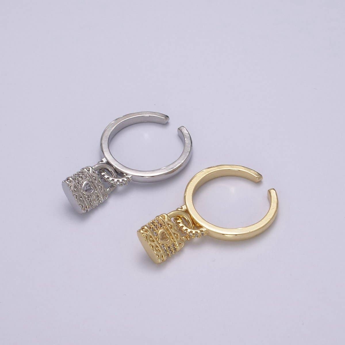 Lock Ring ☆ Cuff Open Padlock Adjustable Ring