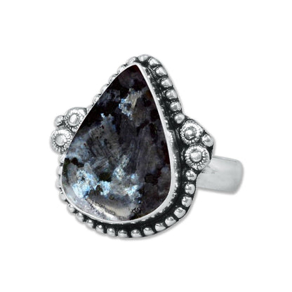Larvikite Rings ☆ Norwegian Moonstone ☆ Handmade, Silver-Plated