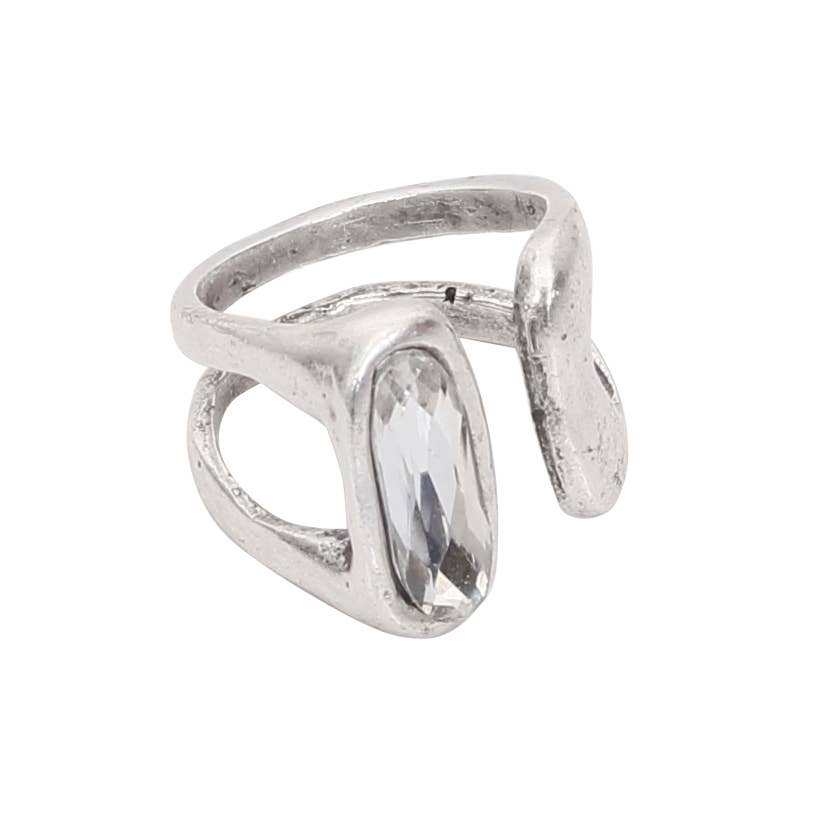 Handmade Swarovski Crystal Brass Ring ☆ 945 Silver Plate