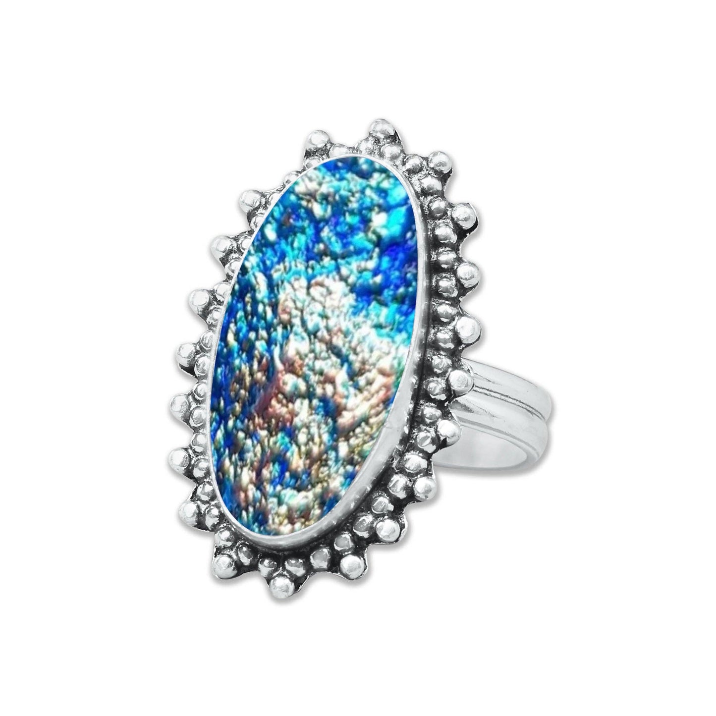 Titanium Druzy Rings – Handmade & Silver-Plated ☆ Sizes 6-10