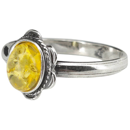 Citrine Amber Sterling Silver Flower Ring