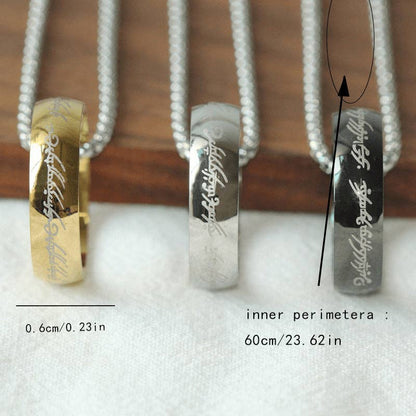 Lord of the Rings Pendant Ring with Chain Necklace