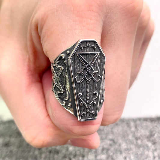 Lucifer's Sigil Coffin Shaped Ring