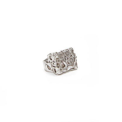 Abstract Handmade Brass Ring - 945 Silver Plated