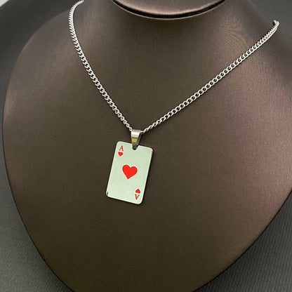 Poker Aces ♤ Stainless Steel Pendant Necklace