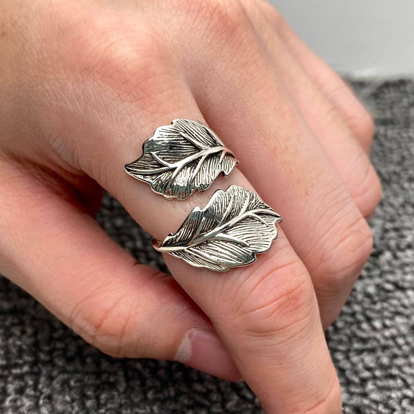 Vintage Style Leaf Adjustable Ring