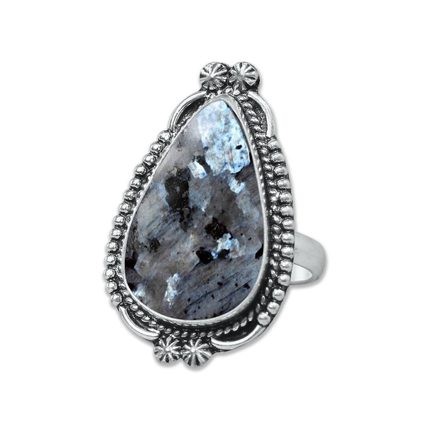 Larvikite Rings ☆ Norwegian Moonstone ☆ Handmade, Silver-Plated