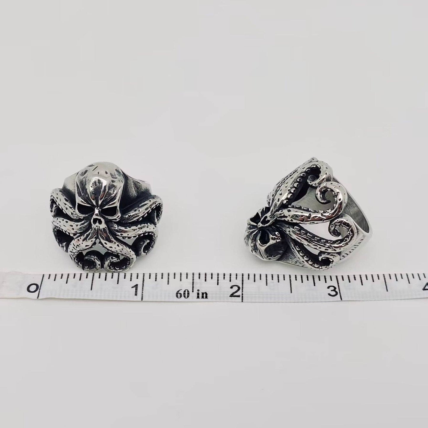 Stainless Steel Eldritch Skull Octopus Ring