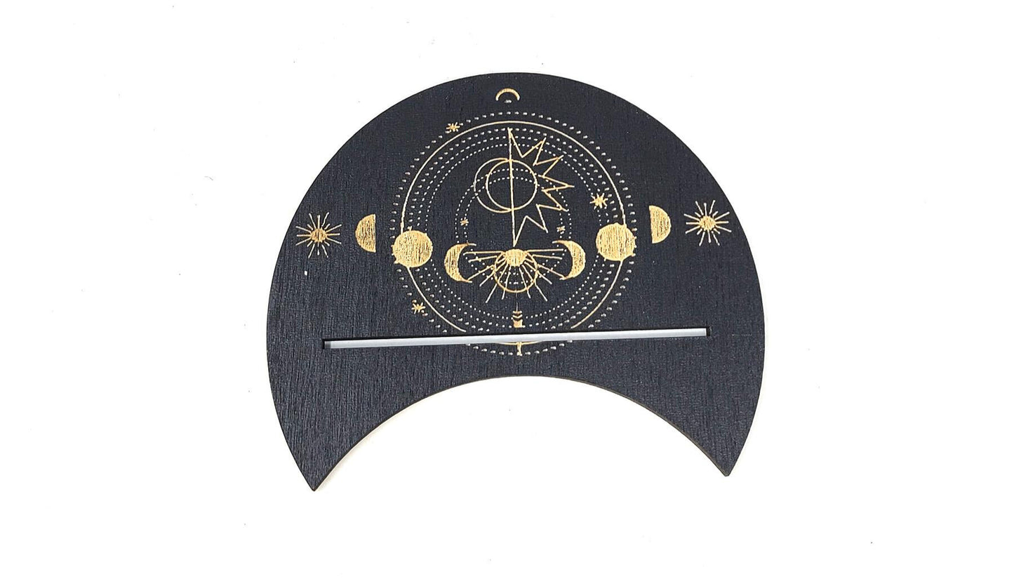 Wooden Tarot Card Holder with Moon Phase Design - 1 Card Crescent