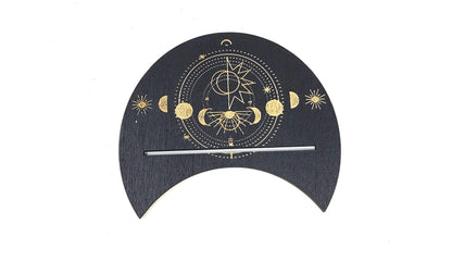 Wooden Tarot Card Holder with Moon Phase Design - 1 Card Crescent