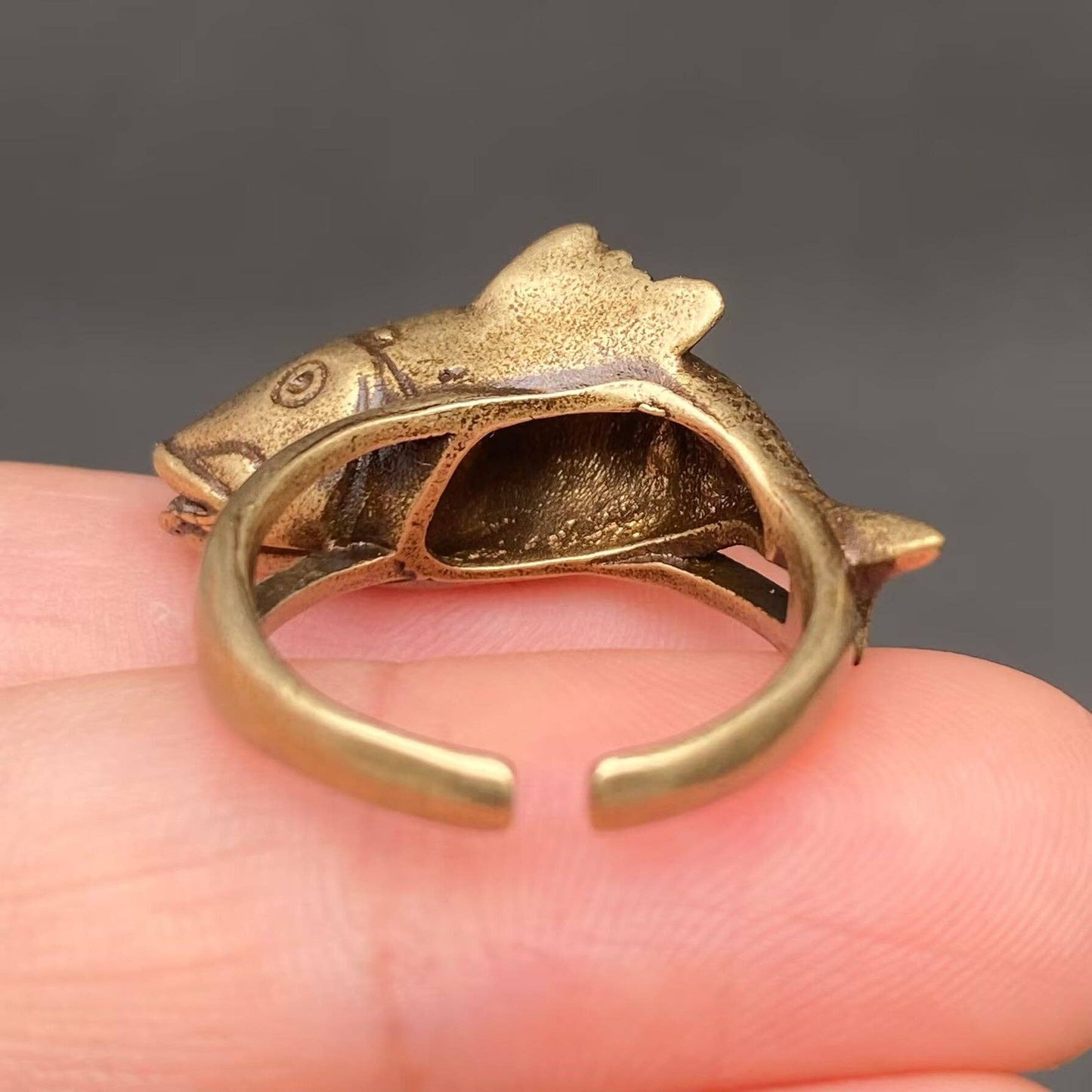 Bronze Carp Fish Adjustable Ring