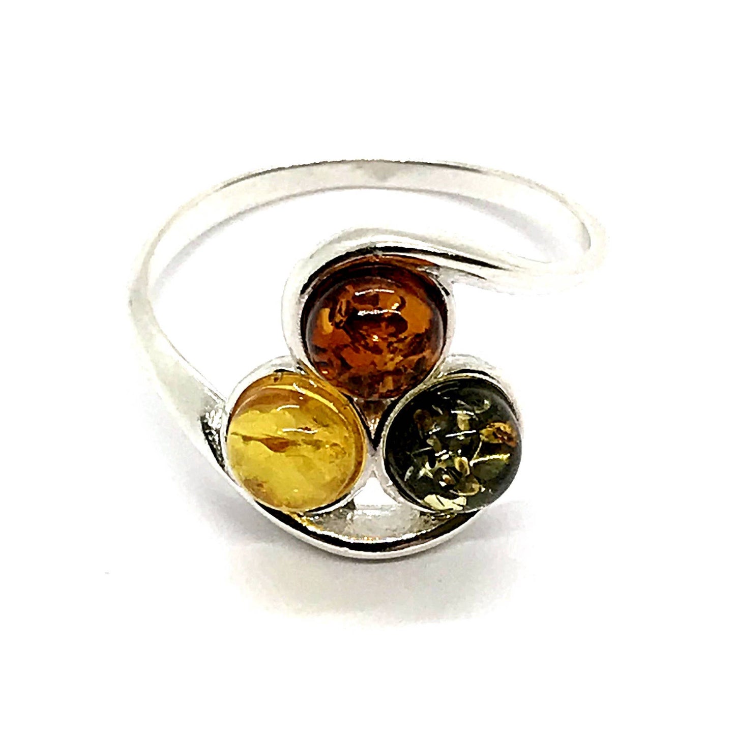 Multi-Color Amber Sterling Silver Ring