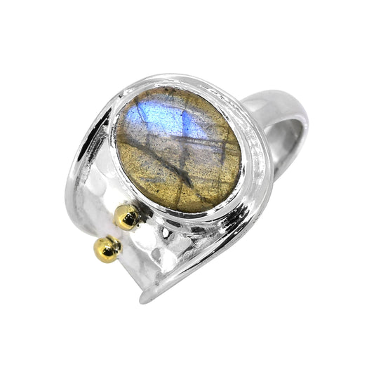 925 Sterling Silver Labradorite Gemstone Artisan Ring