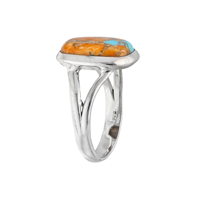 Sterling Silver Oyster Copper Turquoise Statement Ring