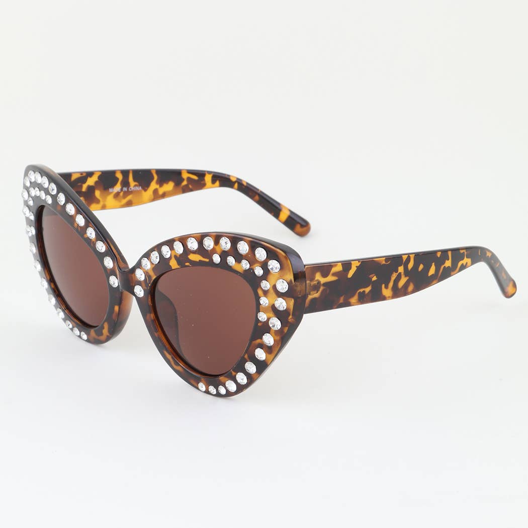 Bejeweled Retro Cateye Wing Sunglasses