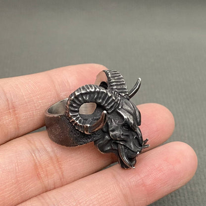 Horned Lucifer Stainless Steel Ring