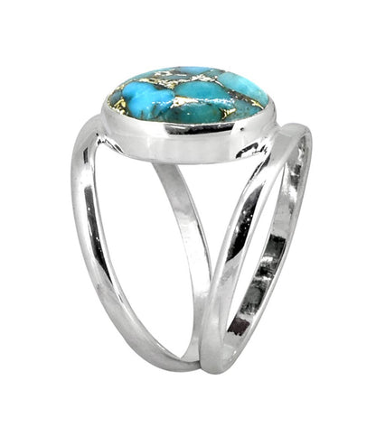 Blue Copper Turquoise 925 Sterling Silver Chunky Bypass Ring