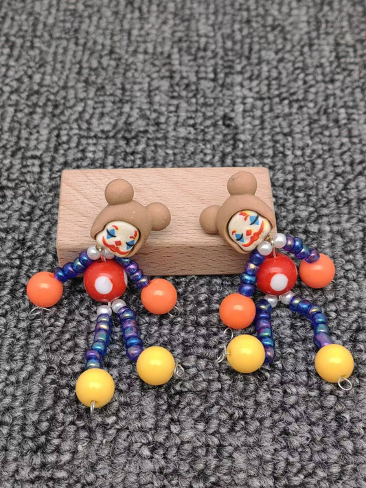 YK - Circus Style Funny Resin Clown Post Earrings