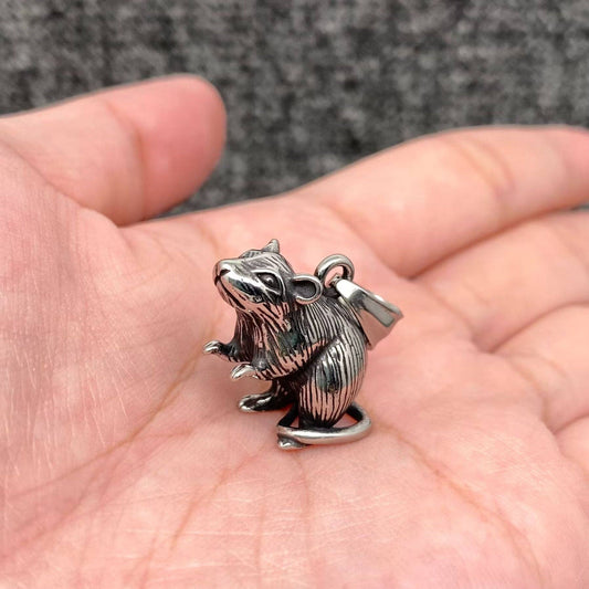 Stainless Steel Mouse Charm Pendant With Chain