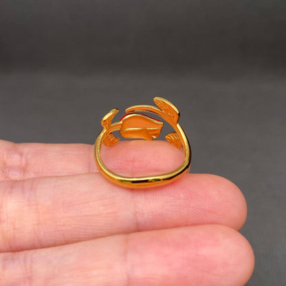 Enamel Rose 18K Gold Plated Ring