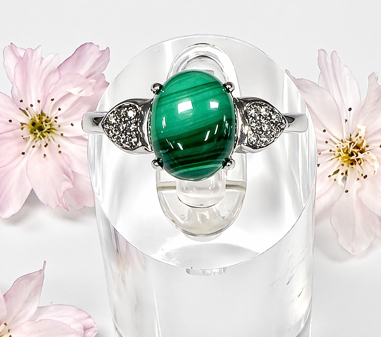 Natural Malachite Stainless Steel Rings