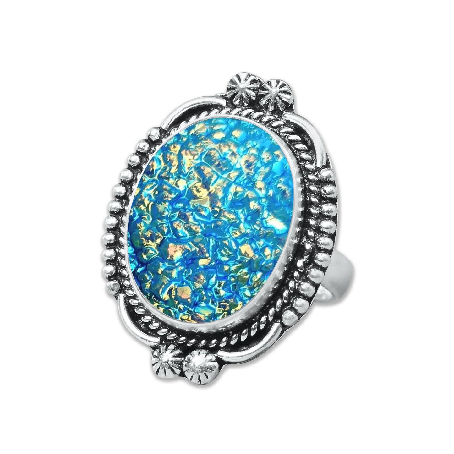 Titanium Druzy Rings – Handmade & Silver-Plated ☆ Sizes 6-10