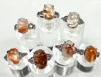 Natural Fire Quartz ☆Hematoid☆ Stainless Steel Ring
