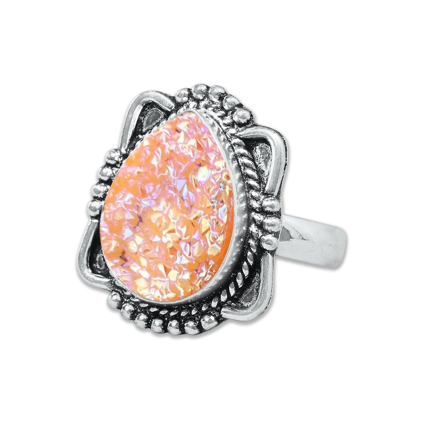 Titanium Druzy Rings – Handmade & Silver-Plated ☆ Sizes 6-10