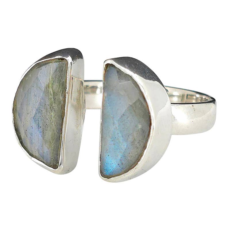 Faceted Labradorite Sterling Silver Adjustable Ring