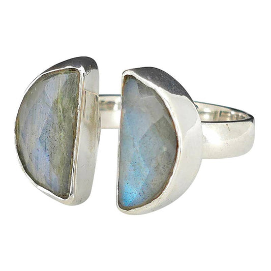 Faceted Labradorite Sterling Silver Adjustable Ring