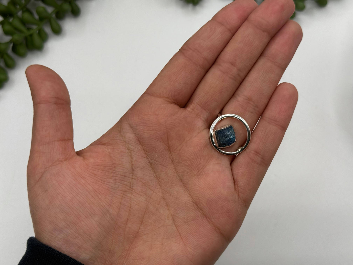 Blue Apatite Rough Gemstone 925/Sterling Silver Ring