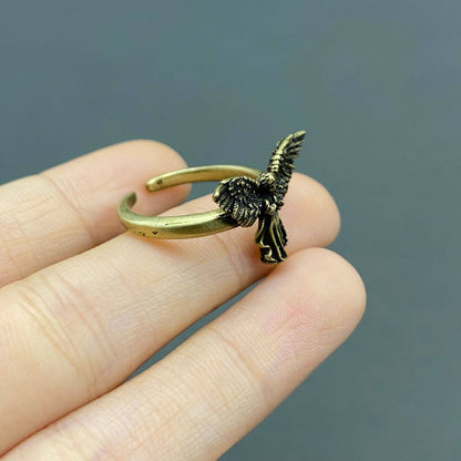 Vintage Style Angel Bronze Adjustable Ring
