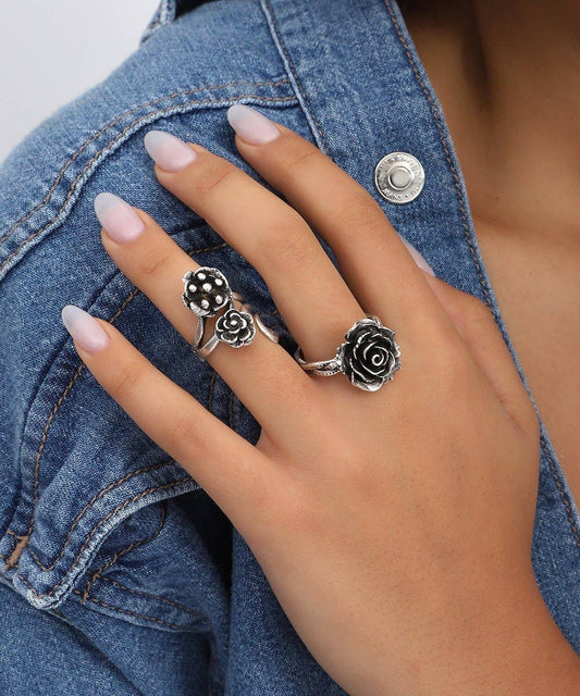 945 Turkish Silver Plated Flower Ring