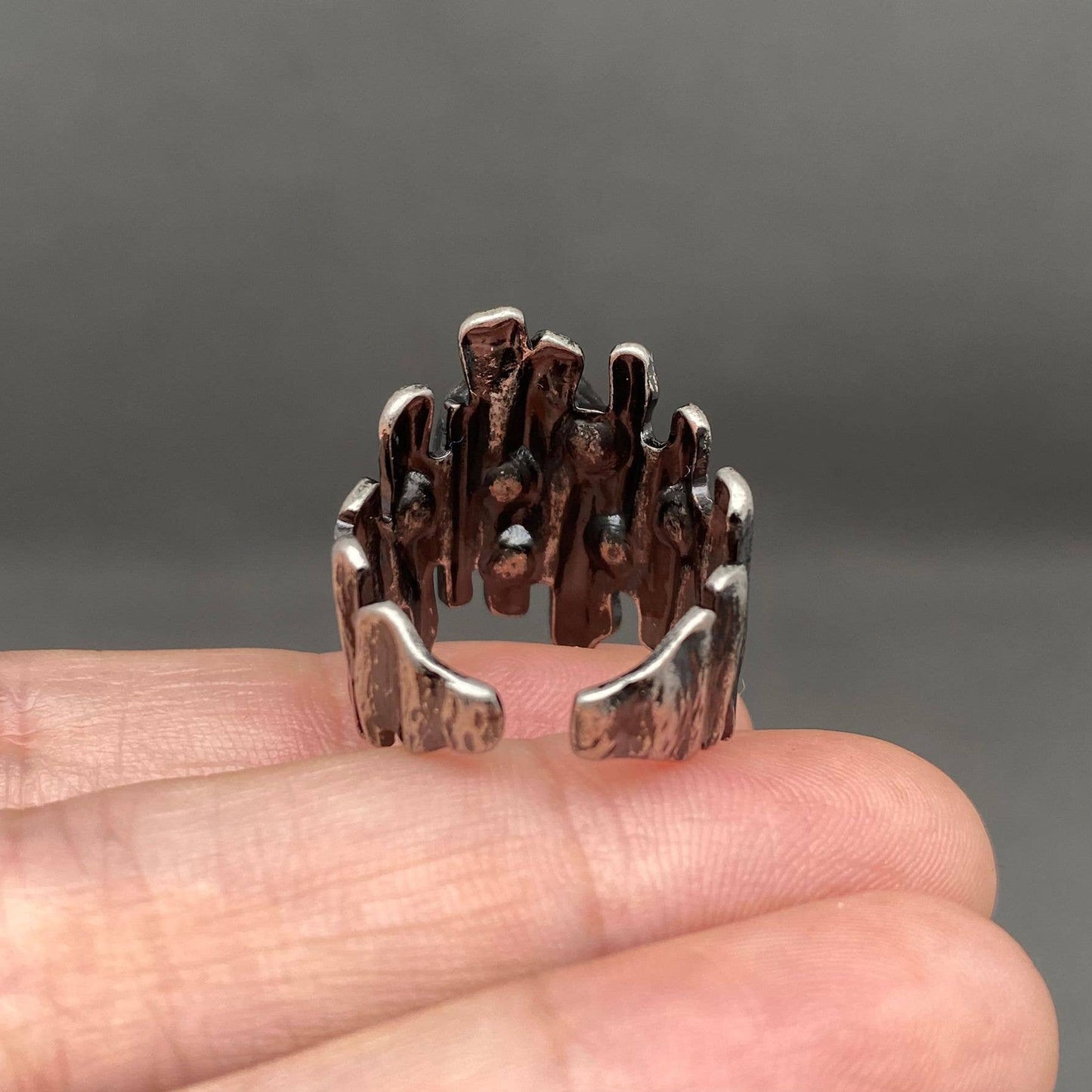 Anemousite Inlaid Stainless Steel Ring