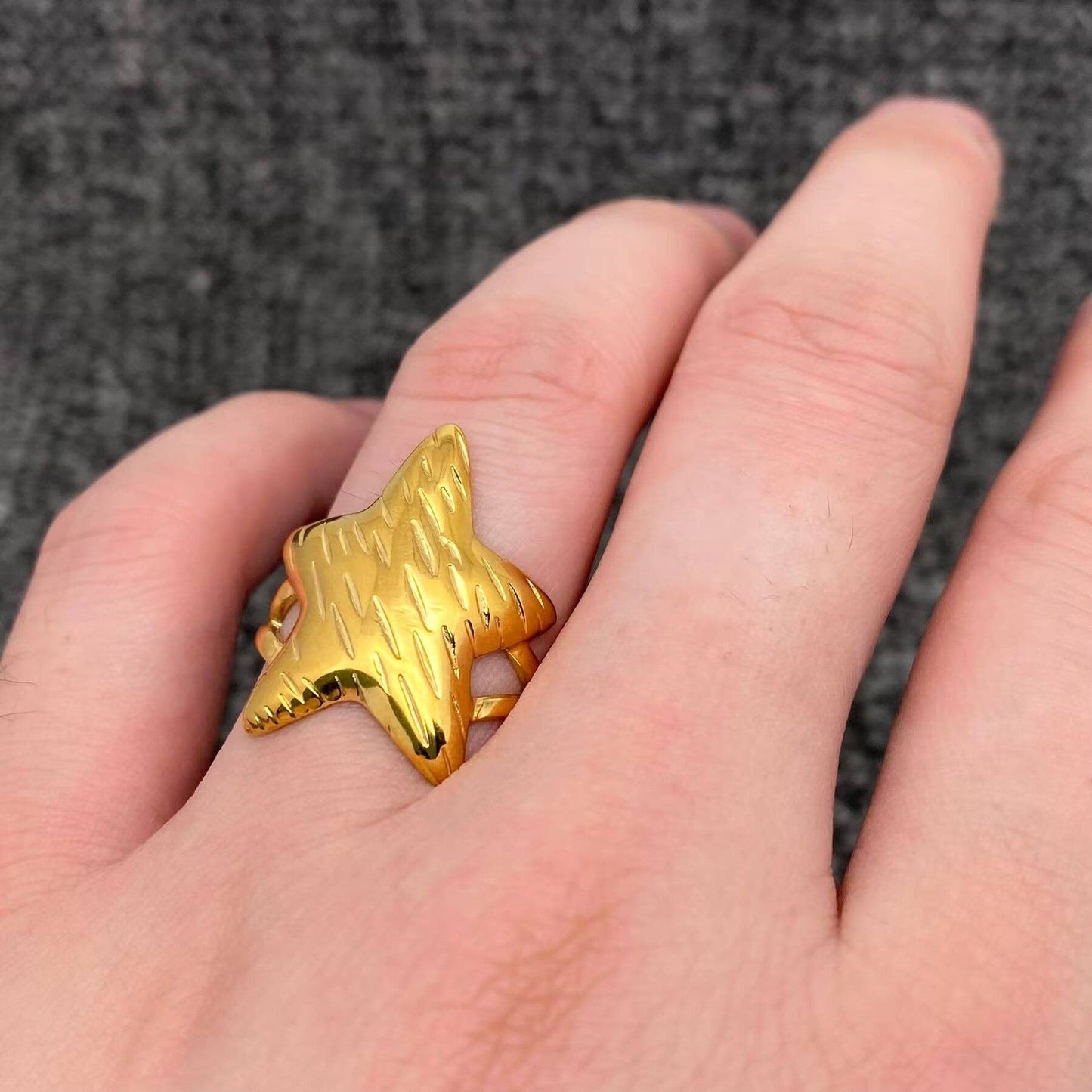 18K Gold Plated Stainless Steel Star Ring