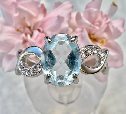 Faceted London Blue Topaz Stainless Steel Rings